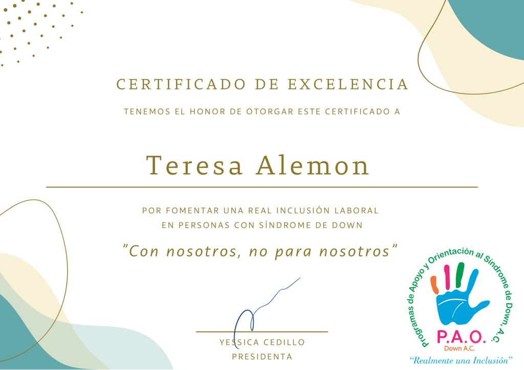 Certificado de Excelencia